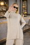 Women's Ecru Full Fishnecklace Collar Comfortable Fit Double Set Knitwear - Casual Stylish - 5