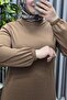 Women's Plus Size Judge Collar Sleeves Gathered Corded Fabric Nevra Dress - 2