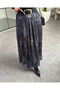 Smoked Patterned Pleated Skirt with Elastic Waist - 3375 - 4