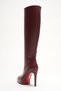 Women's Below-The-Knee Short Platform Heeled Boots Amazen Burgundy Skin - 3