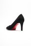 Women's Black Suede Pointed Toe Design Sole Thin Low Heel Shoes Gronia - 4