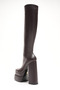 Women's Double Platform Thick Heel Boots Penny Brown Skin - 4