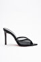 Women's Open Toe Mesh Heeled Slippers Yekta Black Patent Leather