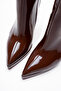 Women's Pointed Toe Thin Heeled Boots Accosie Brown Patent Leather - 3
