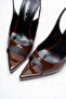 Women's Open Back Pointed Toe Thin Heeled Platform Shoes Hari Brown Patent Leather - 3