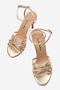 Women's Gold Open Cage Toe Design Thin Heeled B Piped Shoes Cage - 5