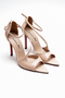Women's Cross-Strapped Thin Heeled Shoes Yelar Nude Patent Leather