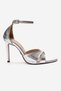 Women's Silver Wrinkled Cross-Strapped Ankle-Strap Stiletto Heeled Shoes Sorie - 4