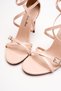 Women's Lace-Up Buckle Thin Heeled Shoes Nela Nude Patent Leather - 4