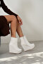 Women's Zippered Wedge Heeled Boots Dainas White Skin - 6