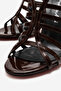 Women's Brown Patent Leather Open Cage Toe Design Thin Heeled Piped Shoes Elo - 2