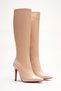 Women's Pointed Toe High Heel Below Knee Boots Limbo Nude Patent Leather - 2