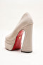 Double Platform Thick High Heeled Pointed Toe Women's Shoes Beige Suede Rigel - 4