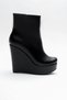 Women's Zippered Wedge Heeled Boots Dainas Black Skin