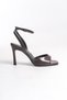 Lara Women's Blunt Toe Heeled Strappy Daily Sandals Brown Patent Leather - 3