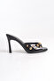 Emelia Women's Troped Blunt Toe Heeled Slippers Black Patent Leather - 3