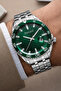 Men's Wristwatch with Calendar Steel Strap Steel Case Silver-Green Zmfer161 - 3