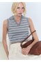 Striped Crop Polo Shirt - 7