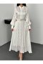 Long Dress with Detailed Belt and Built-in Pattern - 5