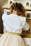 Girl's Long Sleeve T-Shirt with Happy Bear Accessory and Ruffled Shoulders, Ages 2-6, White - 8
