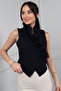 Women's Ruffled Double Breasted Collar Lined Button Detailed Vest - 3