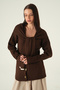 Buttoned Knitted Cardigan Brown 2470 - 6