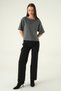 Anthracite Crew Neck Short Sleeve Blouse 8274A - 3