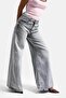 Women's Gray Color Hera 4S6-12 Palazzo Fit Loose Cut 100% Cotton Mid Waist Denim Jean - 2