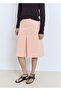 Pile Detailed Cotton Midi Skirt