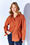 Tile Brooch Detailed Cotton Blend Oxford Shirt |   Mkw167422-01 - 3