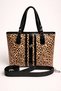 Miami Polo Women's Leopard Pattern Shoulder Bag Striped Detail Stylish Daily Tote Bag - 5