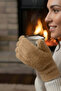 Women's Luxury Soft Fingerless Gloves Cream