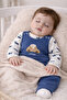 Baby Boy Blue Color 3-Piece Bodysuit with Slopet Socks Cotton Fabric Set - 3