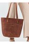 Brown Tote Genuine Leather Women's Shopping Shoulder Bag - 2