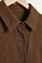 Flowy Wrinkled Fabric Long Hijab Dress – Buttoned Model - 3