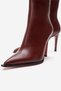 Women's Designer Sole Ankle Length Thin Heeled Boots Yanni Burgundy Skin - 2