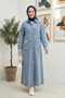 WOMEN’S BUTTONED LONG DENIM COAT - 3