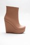 Women's Zippered Wedge Heeled Boots Dainas Nude Skin