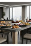 FARALYA CONCEPT NATURAL WHITE MARBLE WOOD-LEGGED CAKE STAND 28 CM SERVING CAKE PLATE - 6