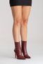 Women's Designer Sole Ankle Length Thin Heeled Boots Yanni Burgundy Skin - 6