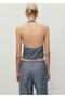 Striped Cross Denim Top - 4