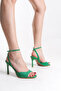 Lara Women's Blunt Toe Heeled Strappy Daily Sandals Green - 2