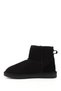Women's Black Nubuck Short Genuine Leather Shearling Boots - 5