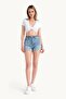 Deep V Neck Tie Front Short Sleeve Crop Top - 4