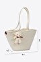 Trendy and Stylish Beach Straw Shoulder Bag with White Summer Teddy Bear - 5