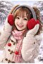 Heart-Shaped Ear Muffs with Laces and Pompoms, Knitted Ear Warmers in Crown Shape - 4