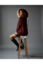 Burgundy Crew Neck Oversized Women's Knit Sweater - 6