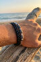 Leather Braid Detailed Beaded Clip Bracelet Debl2020