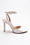 Women's Thin Strap Back Strap Heeled Shoes Livora Ecru Skin