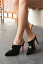 Women's Short Platform Thin Heeled Slippers Miole Black Patent Leather - 2
